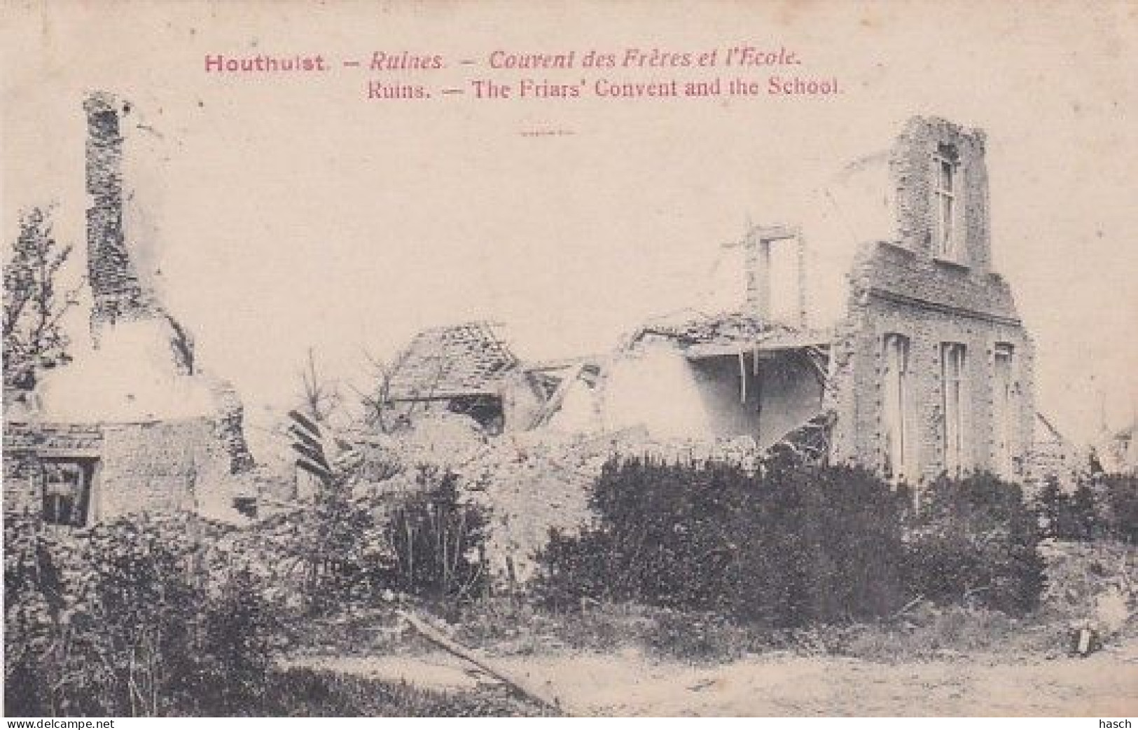 1859	109	Houthuis, Ruines – Couvent Des Fr`res Et L’Ecole (voir Verso) - Houthulst