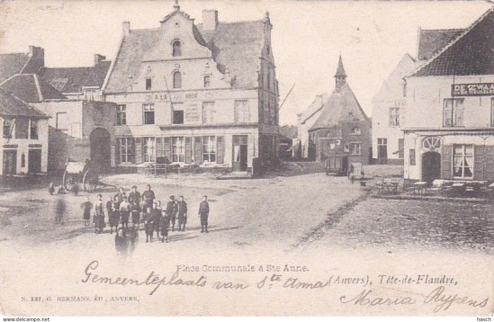 185991Ste Anne, Place Communale à Ste Anne. (obliteré 1905)(voir Coins) - Autres & Non Classés
