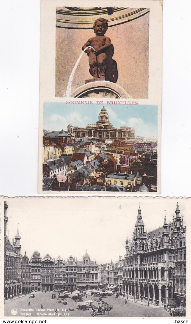 1859	39	Bruxelles, Grand Place-Souvenir De Bruxelles (2 Kaarten) - Monuments, édifices