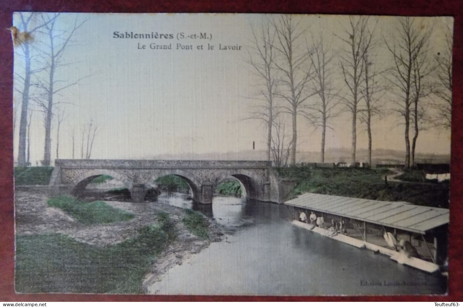 Cpa Sablonnières ; Le Grand Pont Et Le Lavoir - Autres & Non Classés