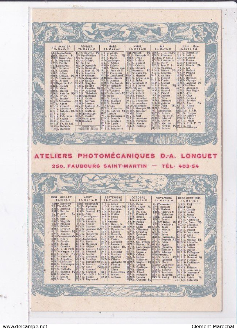 PUBLICITE : Ateliers Photomécaniques LONGUET (calendrier) - Très Bon état - Publicité