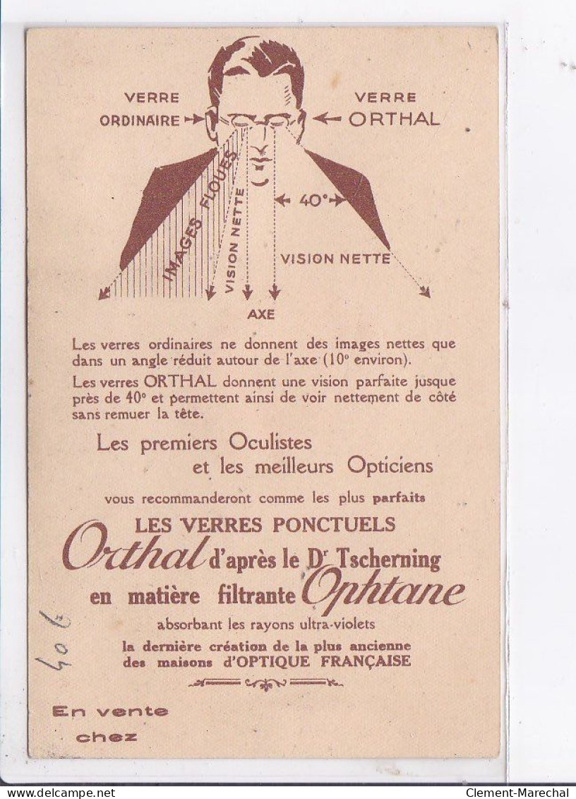 PUBLICITE : "Ophtane" Verres Ponctuels Orthal (opticien - Lunettes) - Très Bon état - Publicité