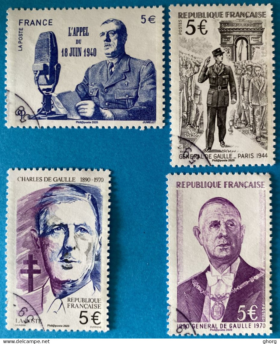 France 2020 : Cinquantenaire De La Mort De Charles De Gaulle N° 5446 à 5449 Oblitéré - Used Stamps