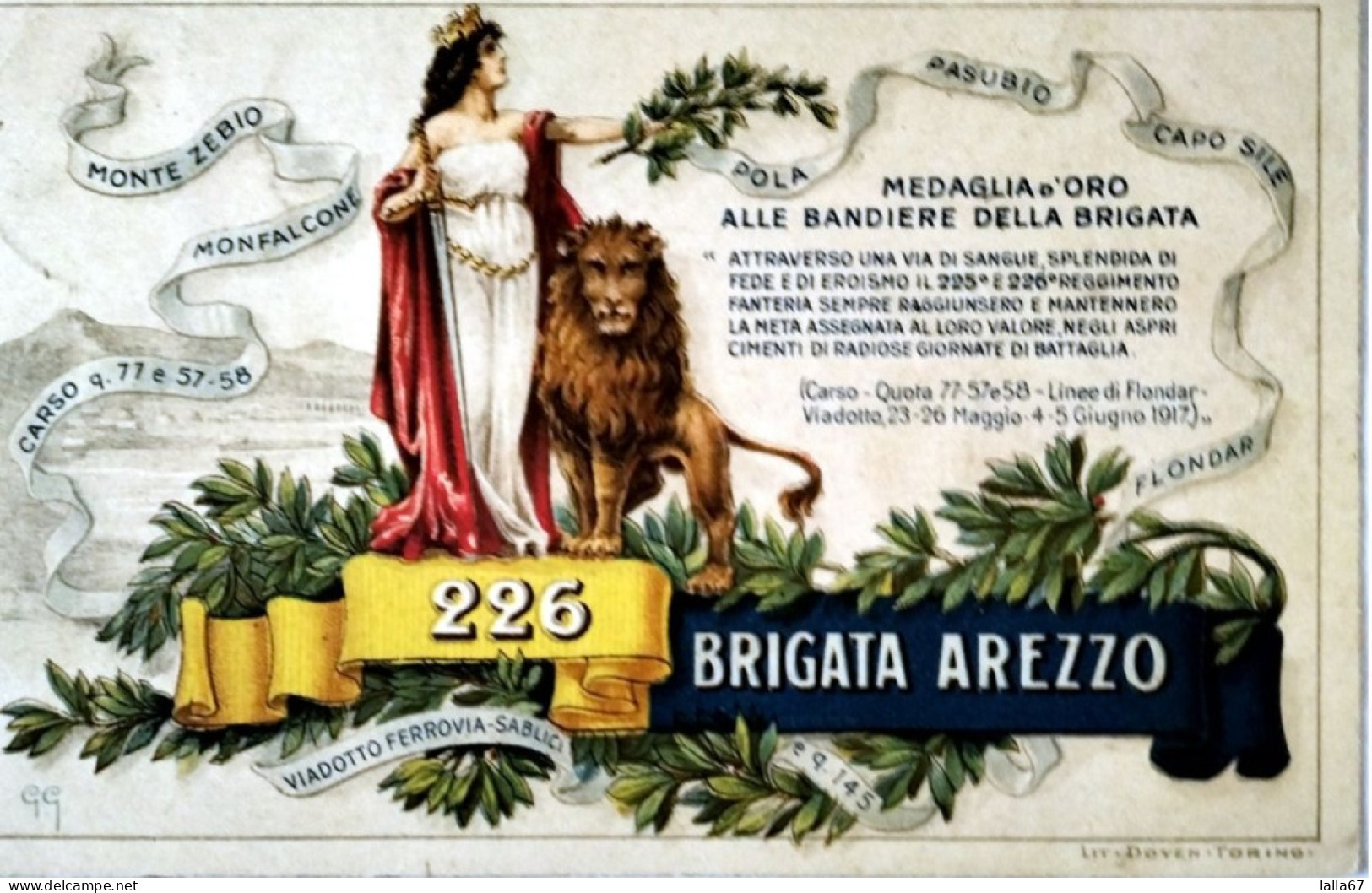 CARTOLINA FORMATO PICCOLO 226° REGG. FANTERIA BRIGATA AREZZO N. 8047 - Régiments