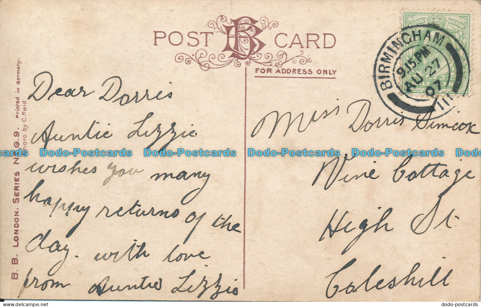 R001925 Old Postcard. Cats. B. B. London. 1907 - Autres & Non Classés