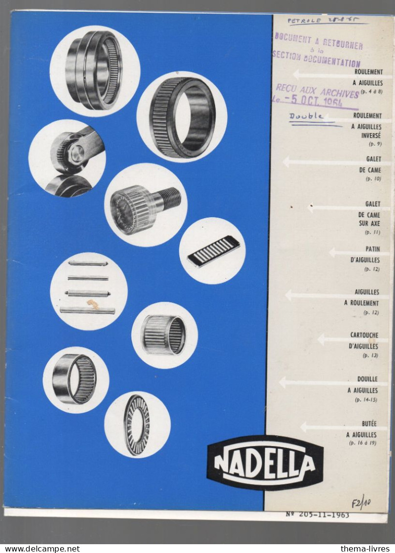 Rueil Malmaison (92), Catalogue Pièces Mécanique NADELLA  Bagues étanchéité Et Autres  1964  (CAT7217) - Publicités