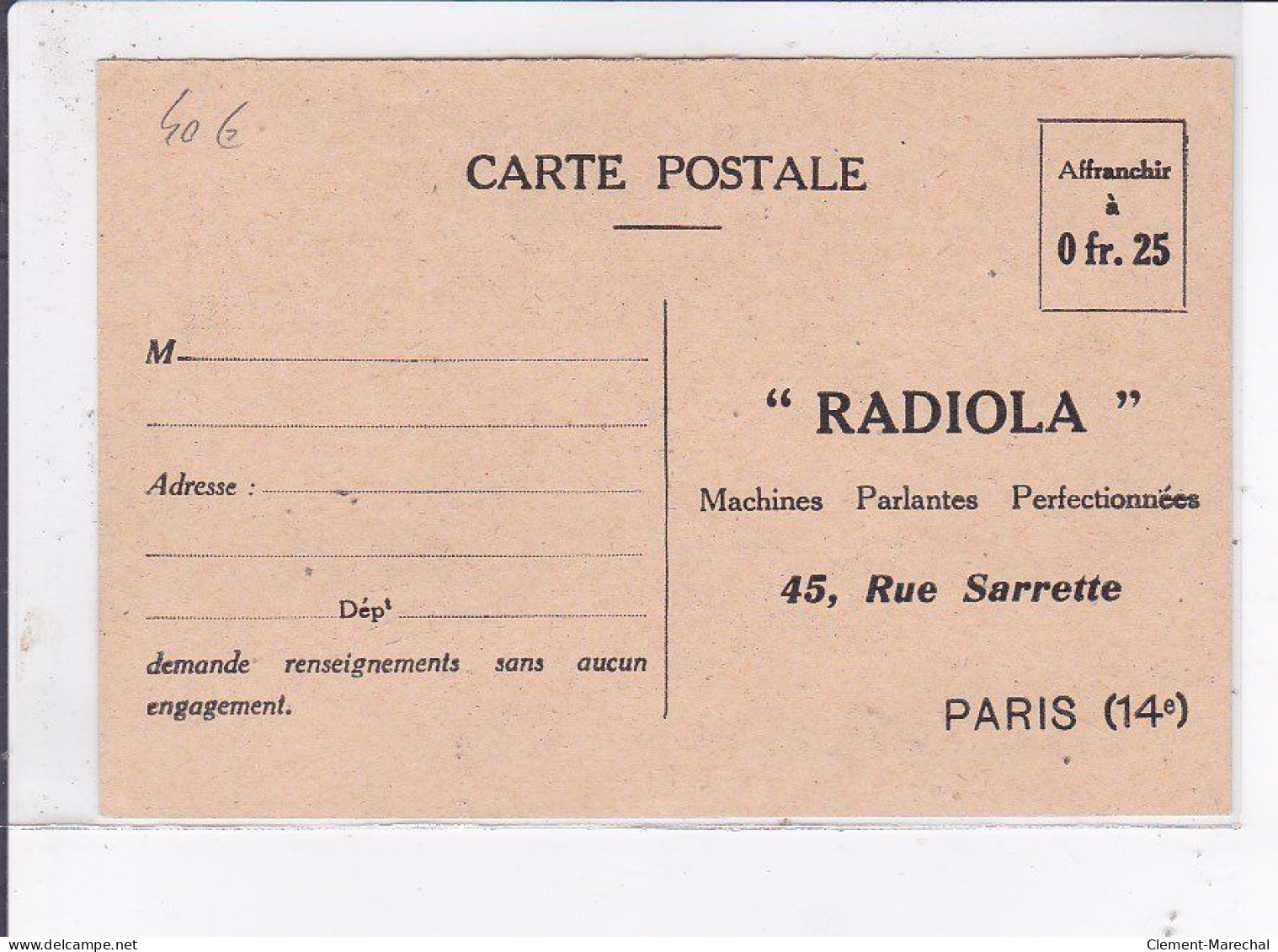 PUBLICITE : Phonographe RADIOLA (machines Parlantes Pêrfectionnées) - Très Bon état - Advertising