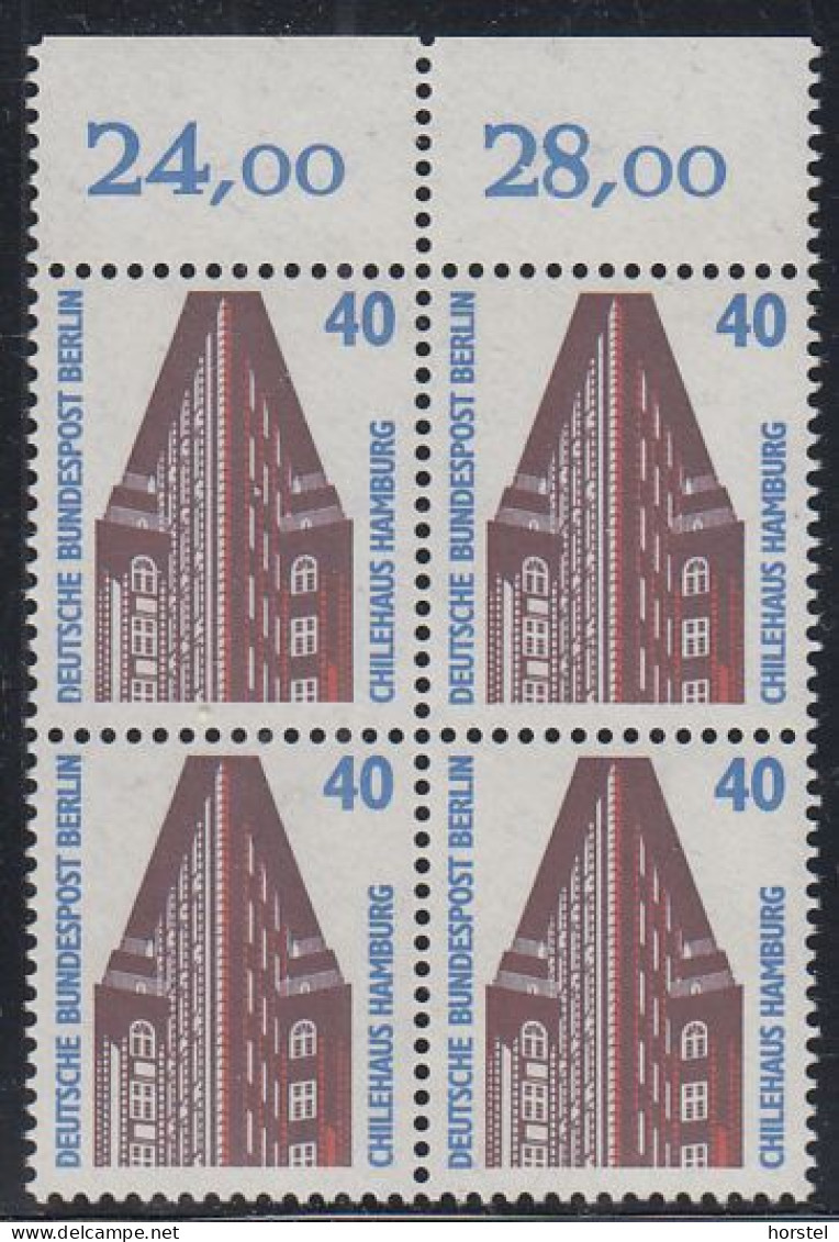 Berlin Mi.Nr.816 - Hamburg Chilehaus ( Viererblock Mit Bogenrand Oben) - Nuevos