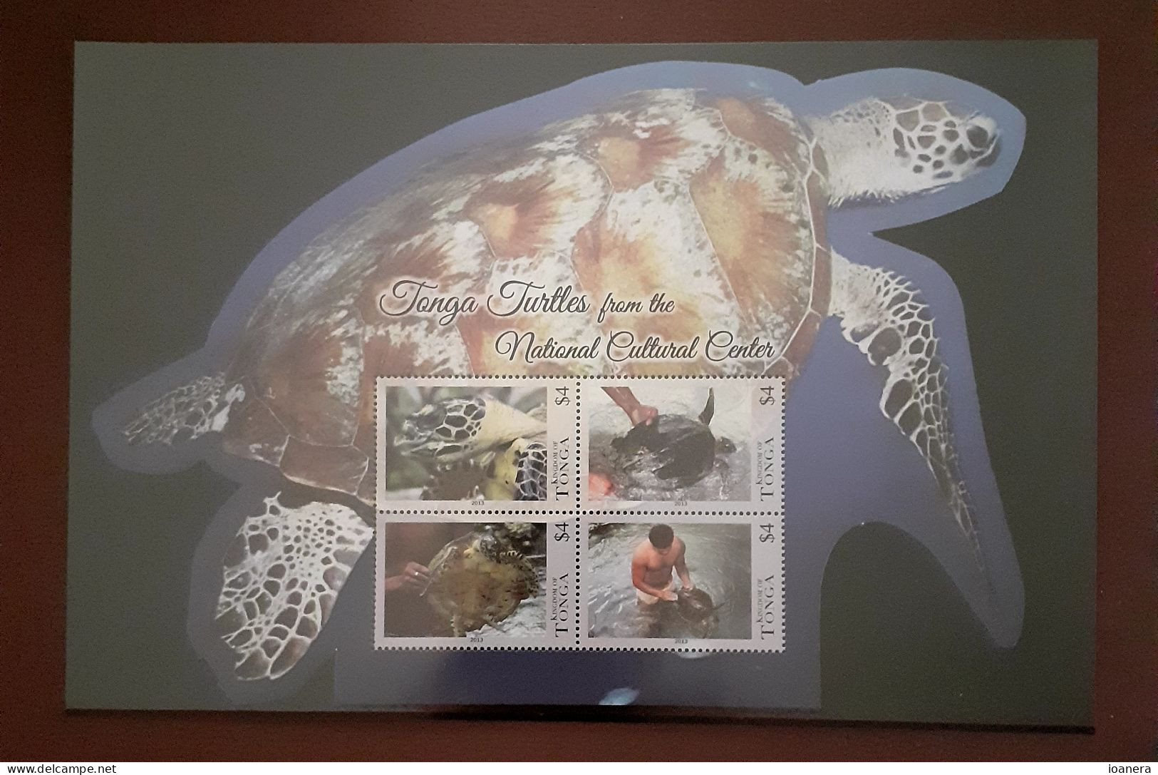 Tonga 2013 - Fauna , Reptiles , Turtles , Block 4 Values , Perforated , MNH , Mi.Bl.61 - Tonga (1970-...)