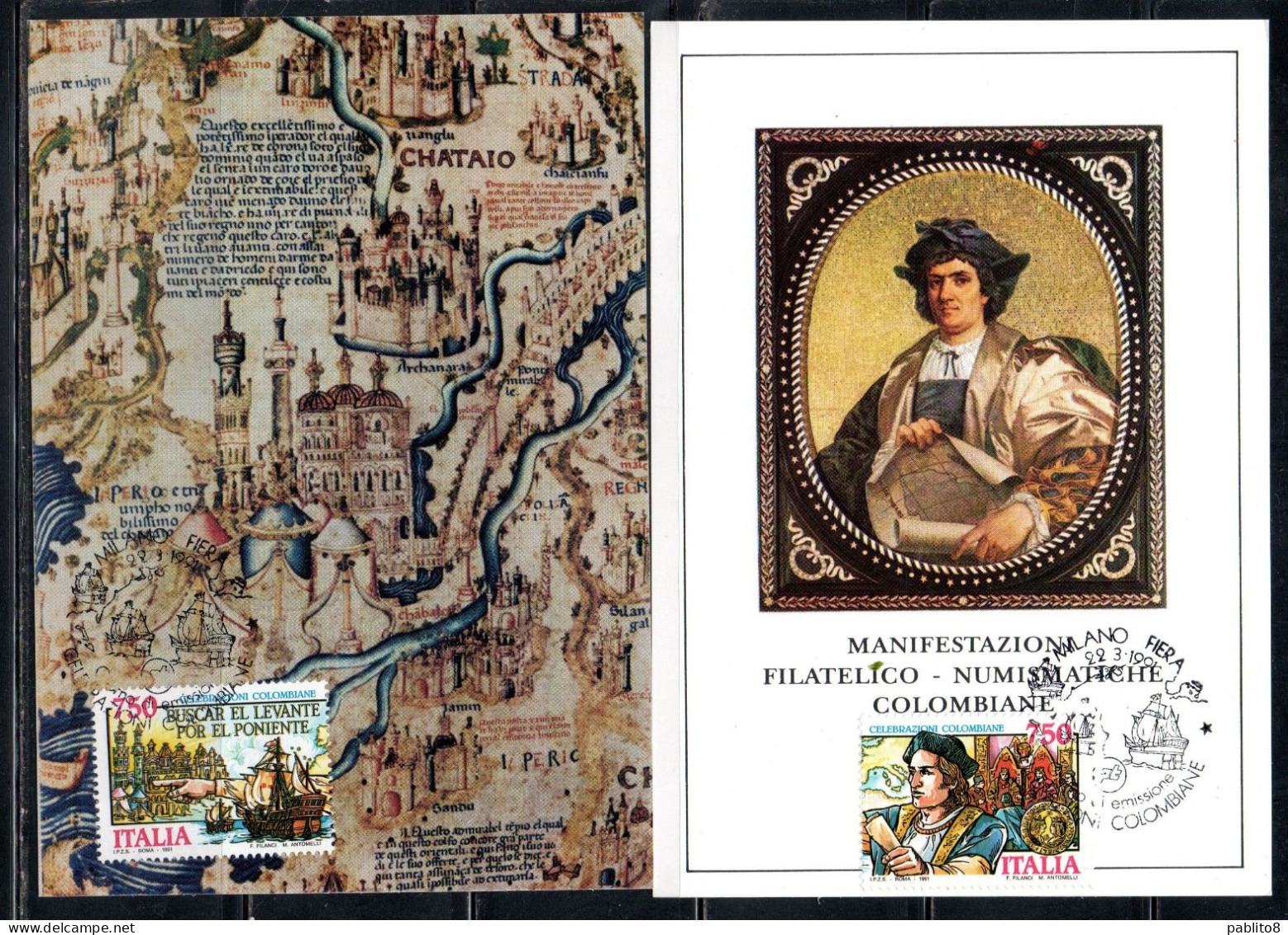 ITALIA REPUBBLICA ITALY 1991 MANIFESTAZIONI COLOMBIANE SCOPERTA DELL'AMERICA DISCOVERY SERIE CARTOLINA MAXI MAXIMUM CARD - Maximumkarten (MC)