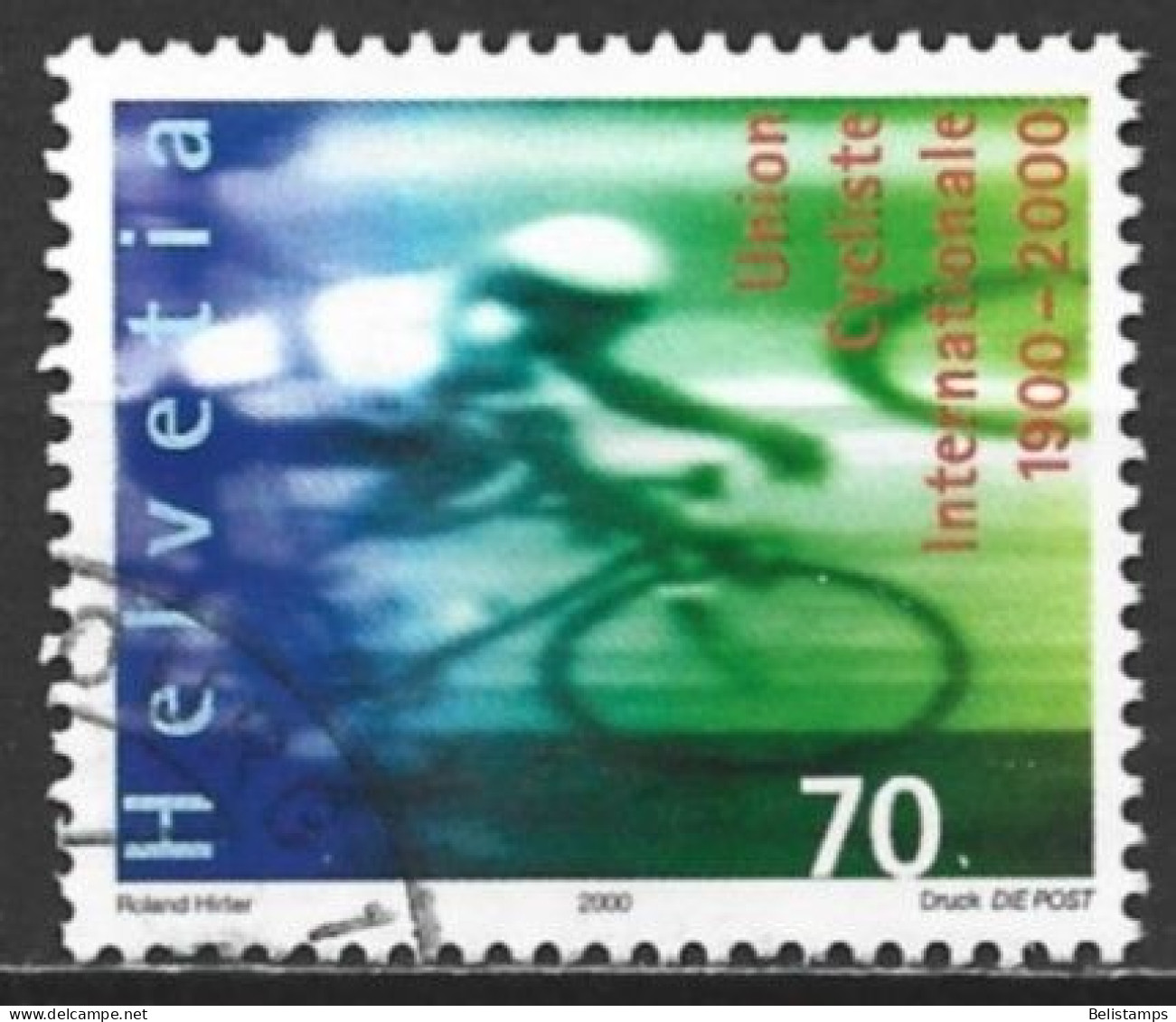 Switzerland 2000. Scott #1066 (U) Intl. Cycling Union, Cent. (Complete Issue) - Used Stamps
