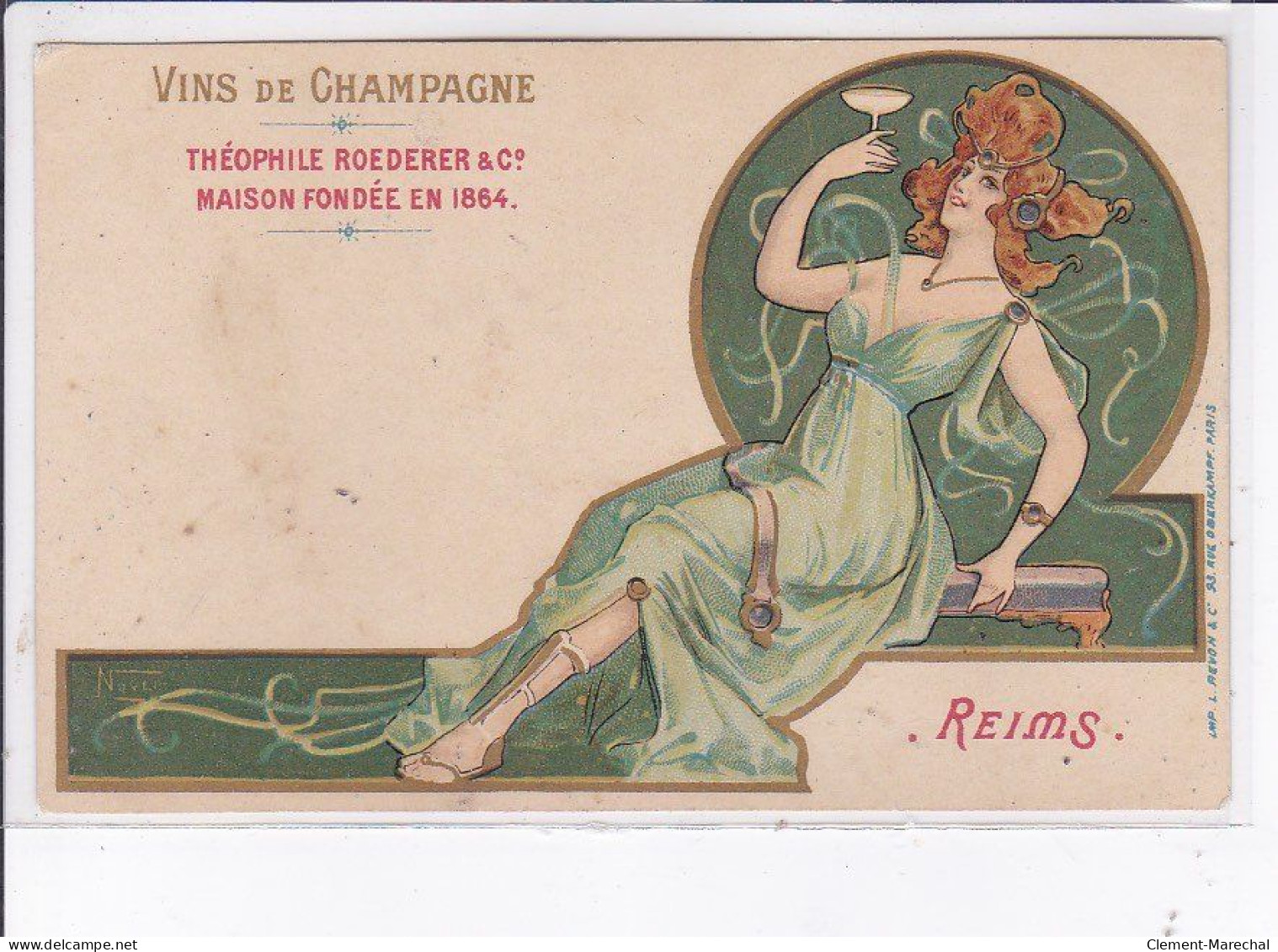 PUBLICITE : Vins De Champagne Théophile ROEDERER à Reims (Art Nouveau)- état - Advertising