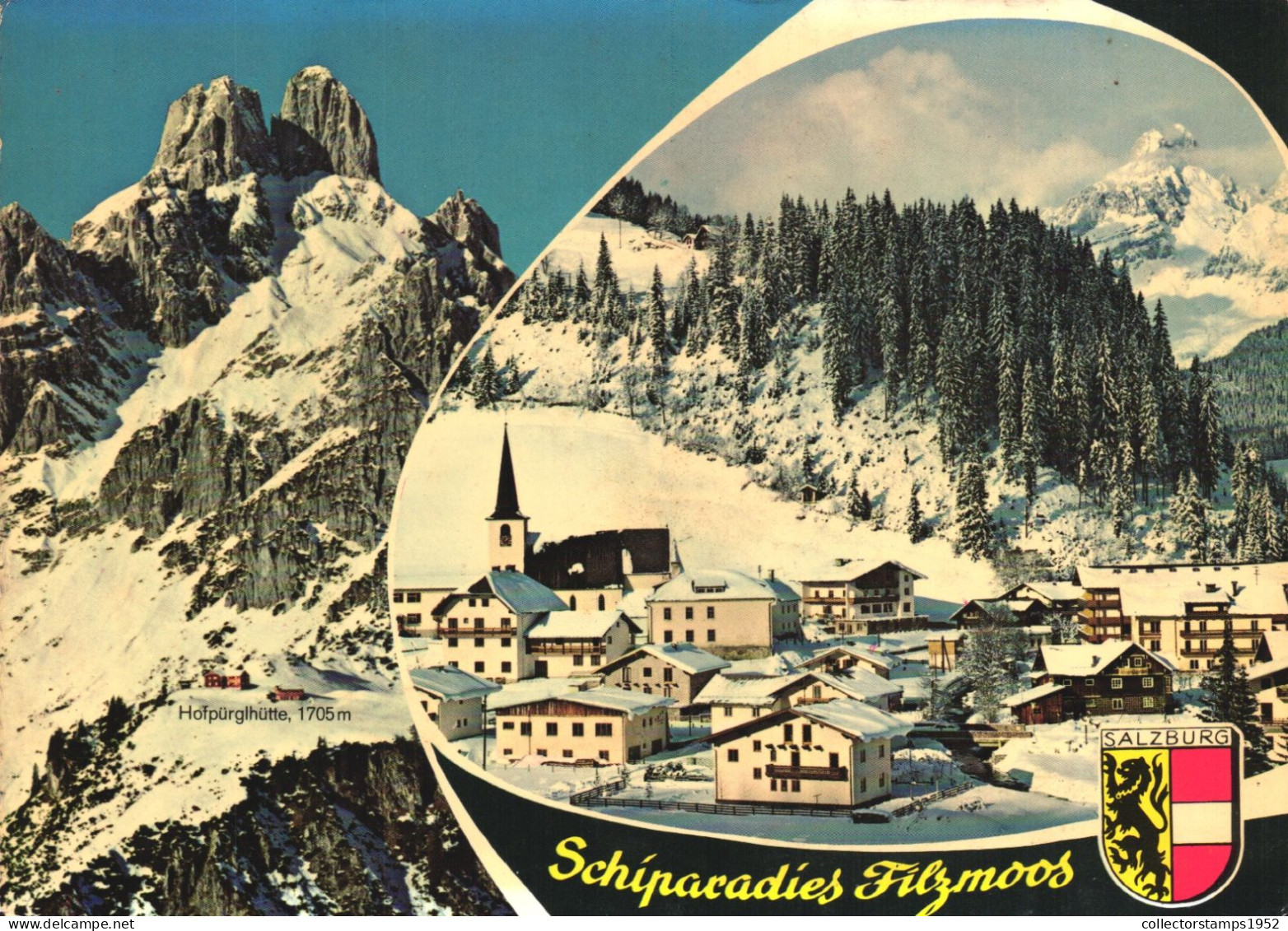 FILZMOOS, SALZBURG, MULTIPLE VIEWS, MOUNTAIN, ARCHITECTURE, EMBLEM, AUSTRIA, POSTCARD - Filzmoos