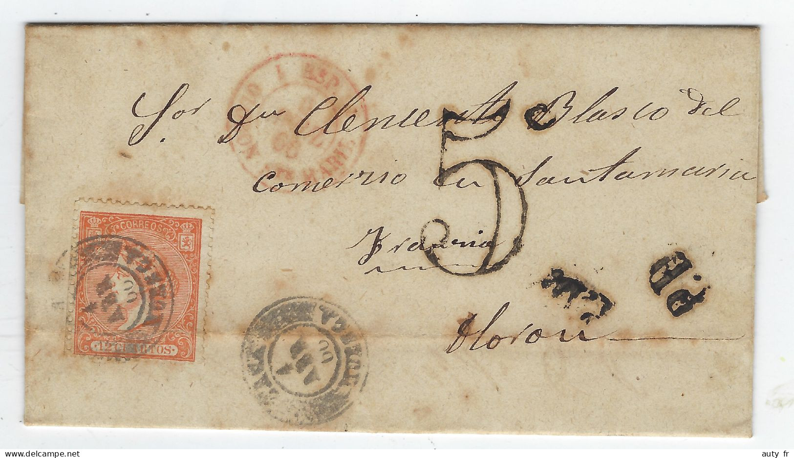 Lettre De Sallent Huesca Du 9 Avril 1866 Pour Oloron France - Lettres & Documents