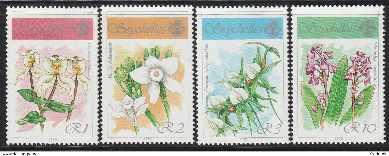 SEYCHELLES - N°705/8 ** (1990) Orchidées - Seychelles (1976-...)