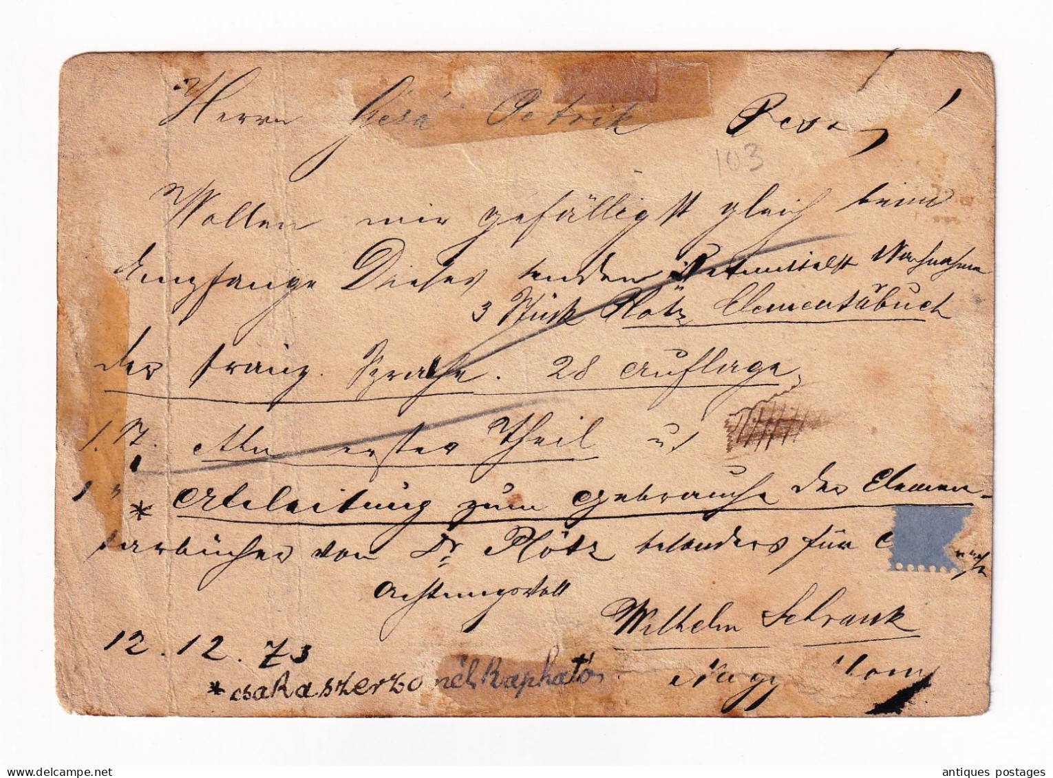 Entier Postal 1873 Hongrie Budapest Magyarország Hungary Ungarn - Postal Stationery