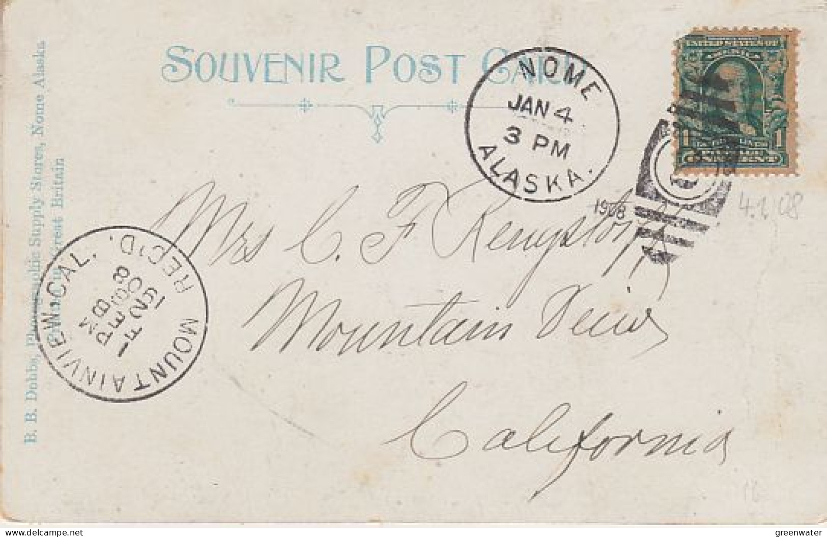 USA  Alaska Winter 1907/1911 Mail 7 postcards (see description) (59863)