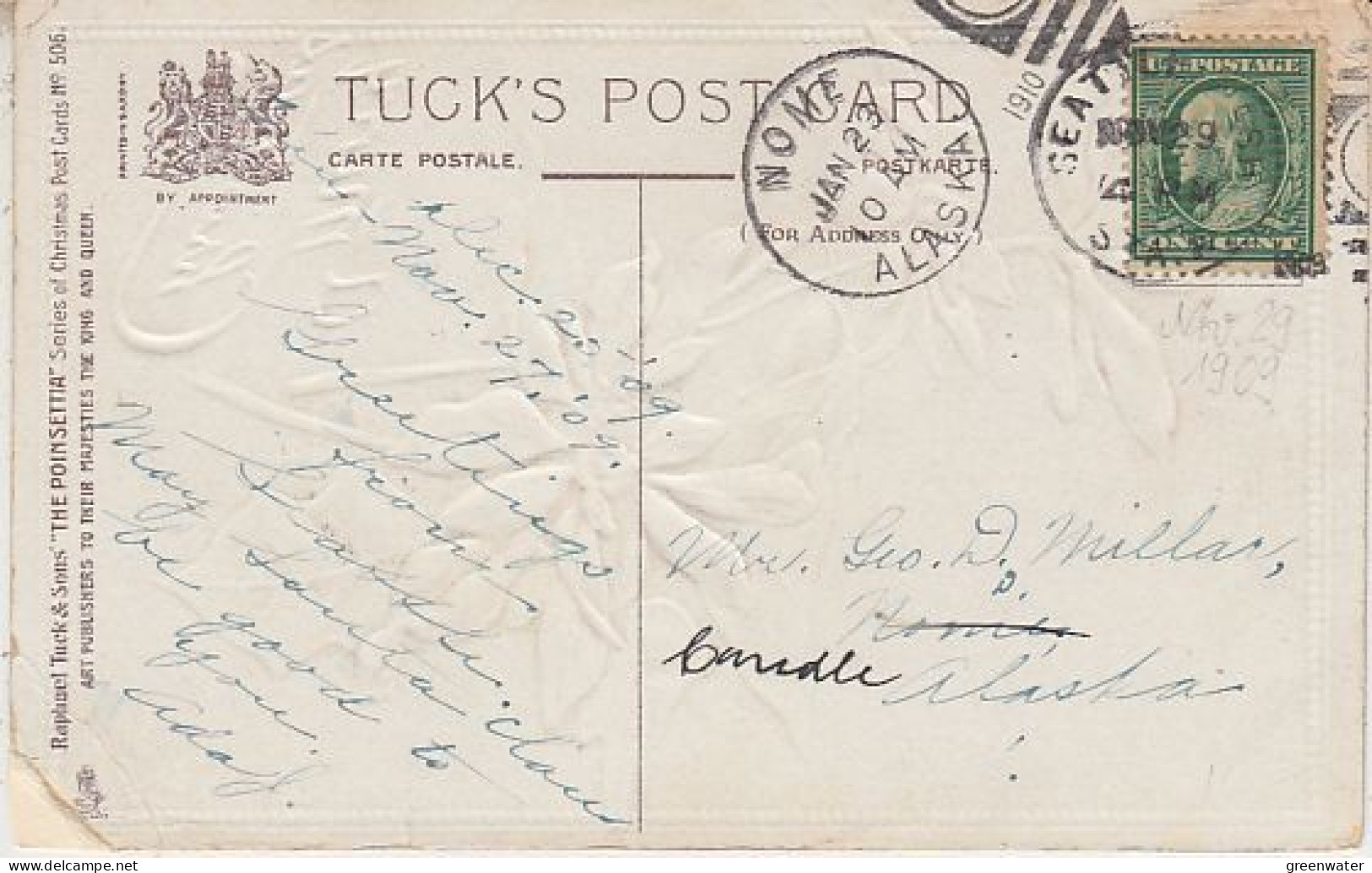 USA  Alaska Winter 1907/1911 Mail 7 postcards (see description) (59863)