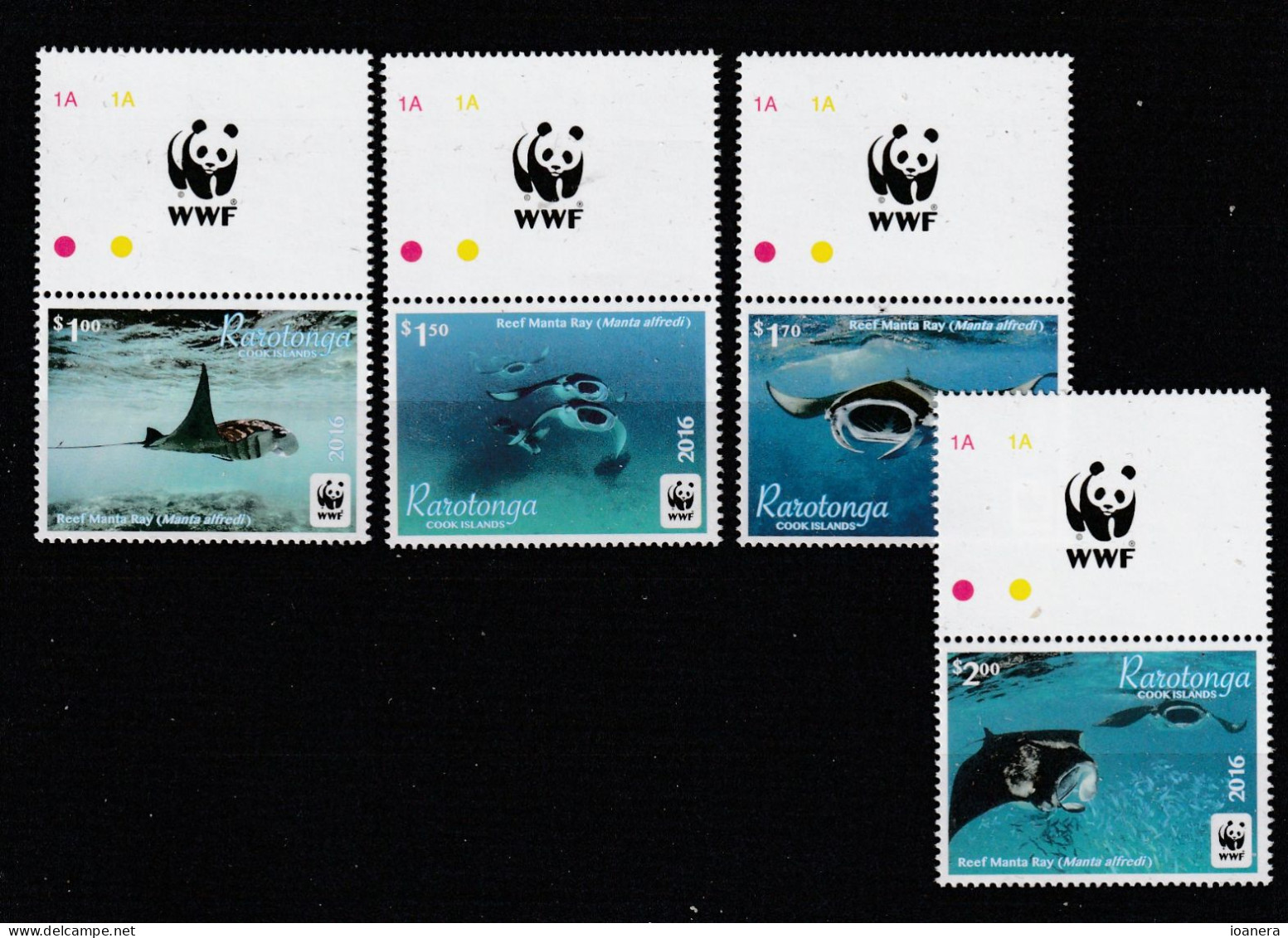 Rarotonga  2016 - WWF , Fauna,Fish,series 4 Values With Vignette,perforated,MNH ,Mi.Bl.50-53 - Tonga (1970-...)