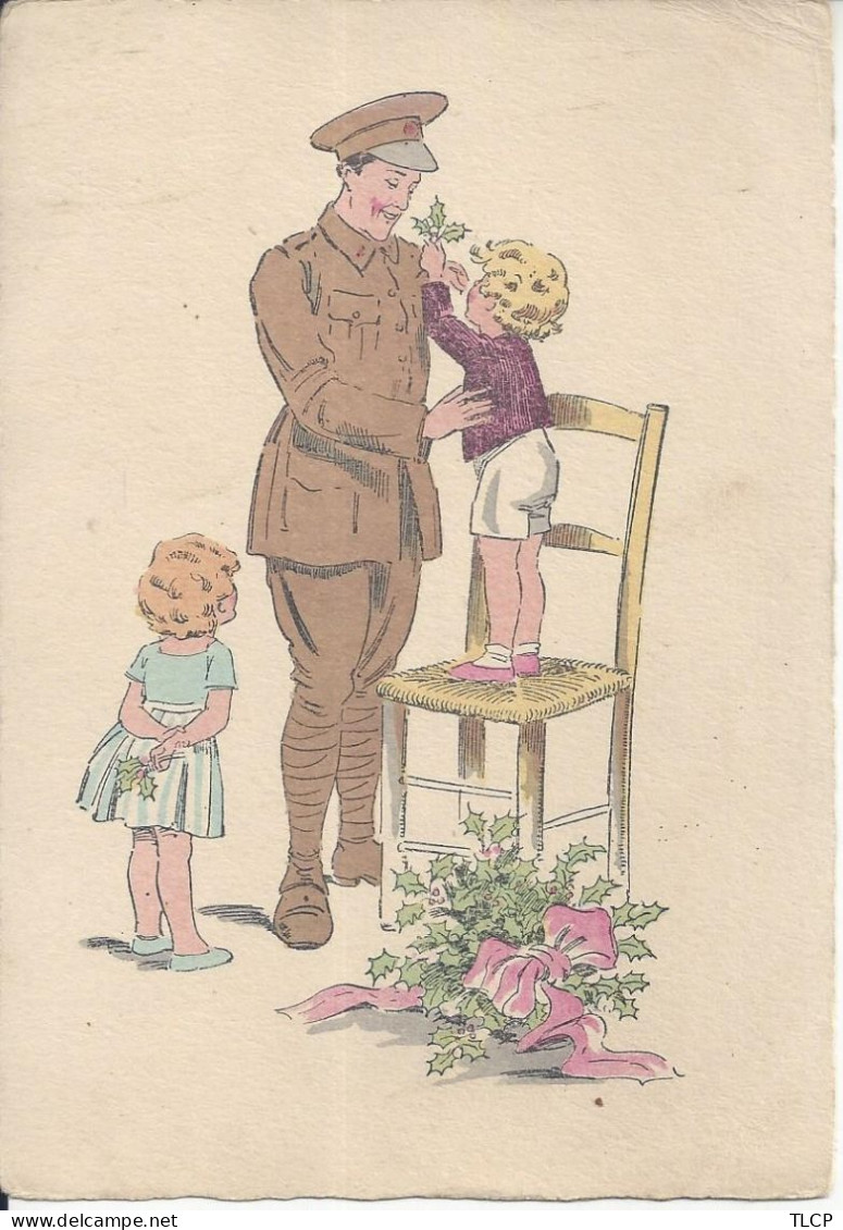 CPSM  Série Militaire  Soldat Anglais  Avec 2 Enfants   Barré Dayez - 1900-1949