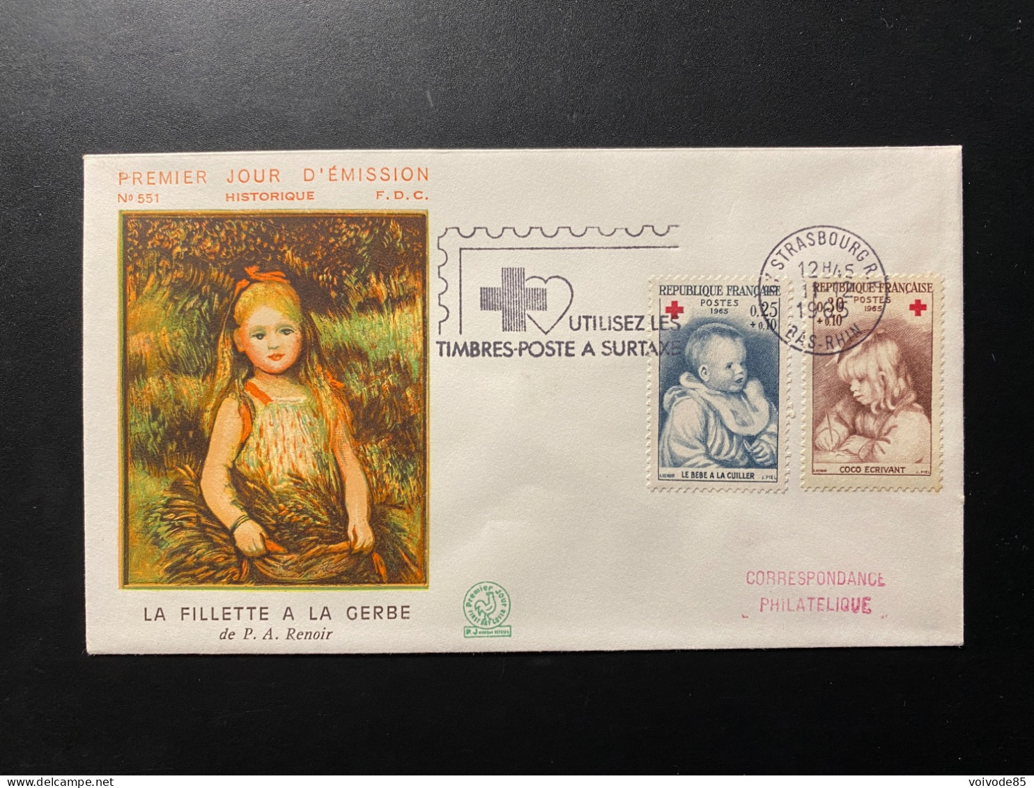 Enveloppe 1er Jour "La Croix Rouge" 11/12/1965 - Flamme - 1466/1467 - Historique N° 551 - 1960-1969