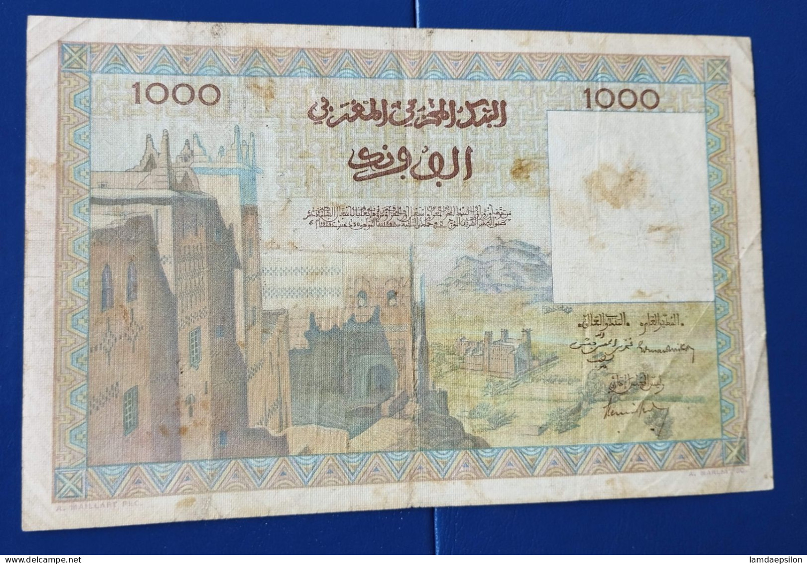 BANQUE D'ETAT DU  MAROC MOROCCO  MARRUECOS 1000 FRANCS 15-11-1956.. - Marokko