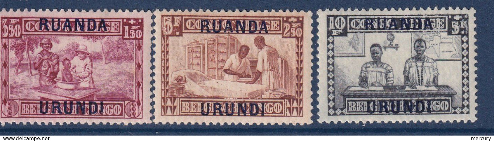 RUANDA-URUNDI - Les 3 Dernières Valeurs Protection Des Indigènes TB - Ungebraucht