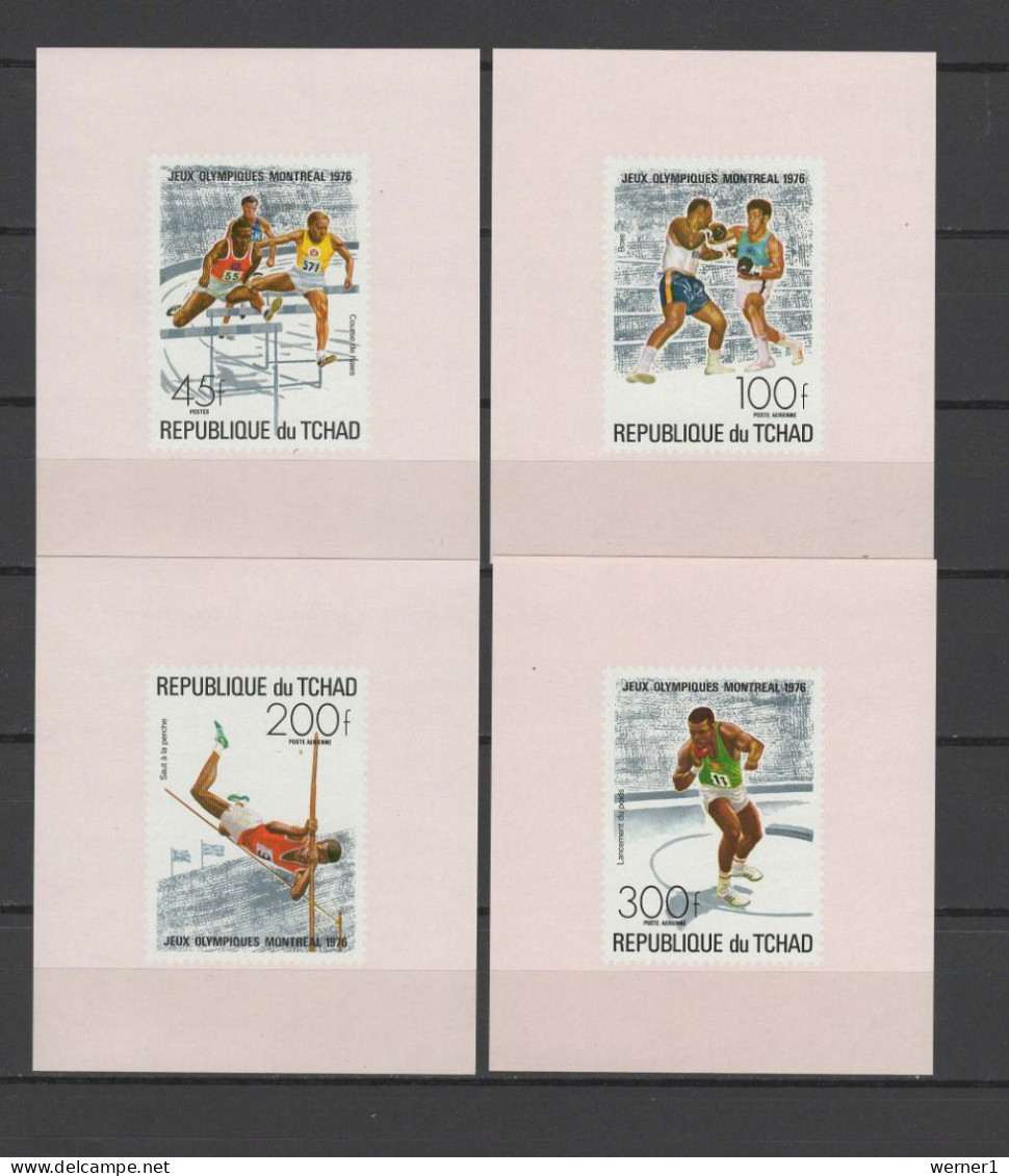 Chad - Tchad 1976 Olympic Games Montreal, Athletics, Boxing Etc. Set Of 4 S/s Imperf. MNH -scarce- - Ete 1976: Montréal