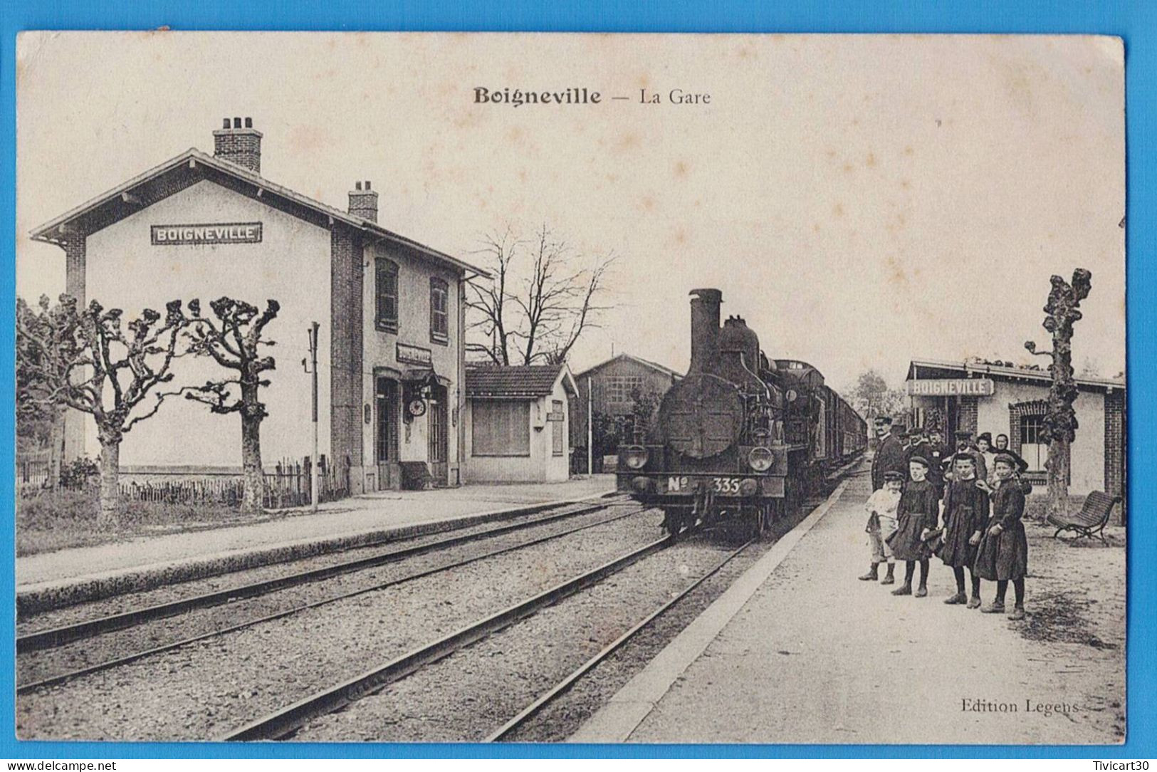 CPA ESSONNE (91) - BOIGNEVILLE - LA GARE - TRAIN - OBLITERATION AMBULANT DE 1911 "MONTARGIS A PARIS" - Autres & Non Classés