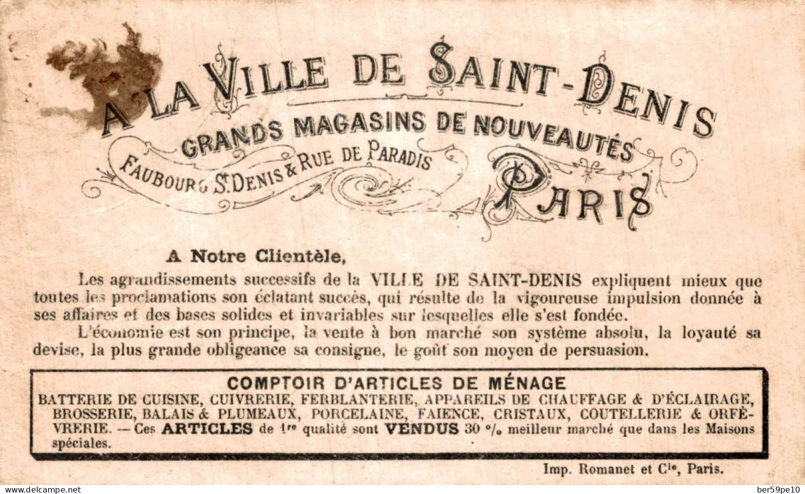 CHROMO A LA VILLE DE SAINT DENIS  MAGASINS DE NOUVEAUTES PARIS OH ! LES MIGNONS QU'ILS SONT JOLIS ! - Autres & Non Classés