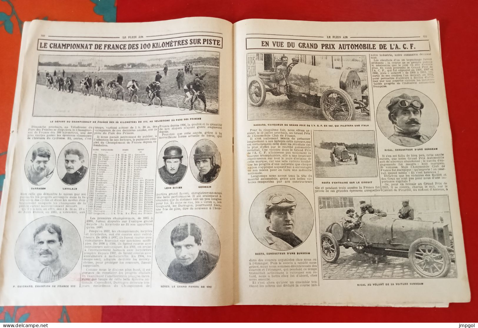 Le Plein Air N°192 Juin 1913 Octave Lapize Paris Bruxelles Avion Audemars Garros Perreyon Grand Prix ACF Nazzaro Itala - 1900 - 1949