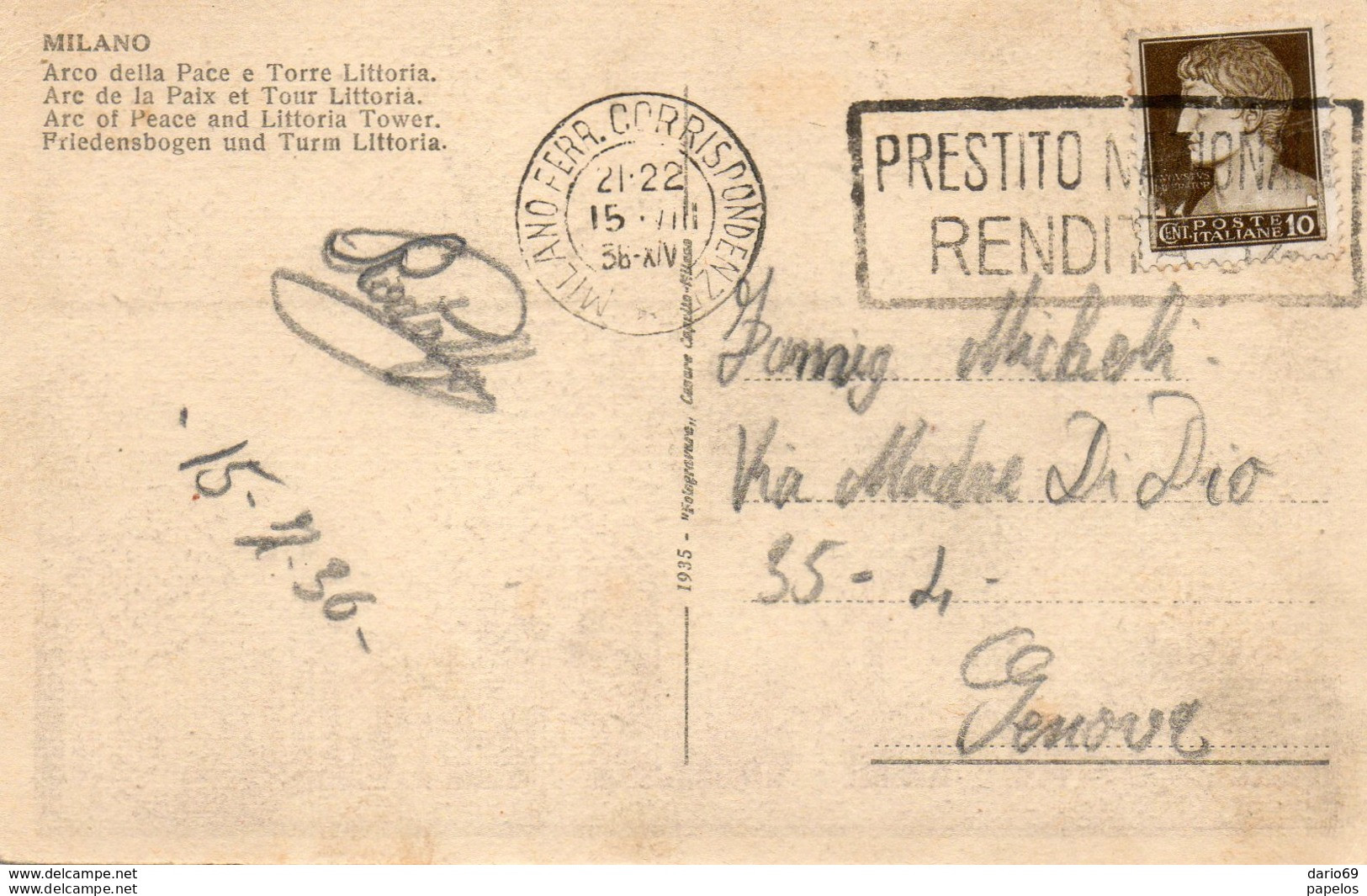 1936 CARTOLINA  MILANO - Milano (Milan)