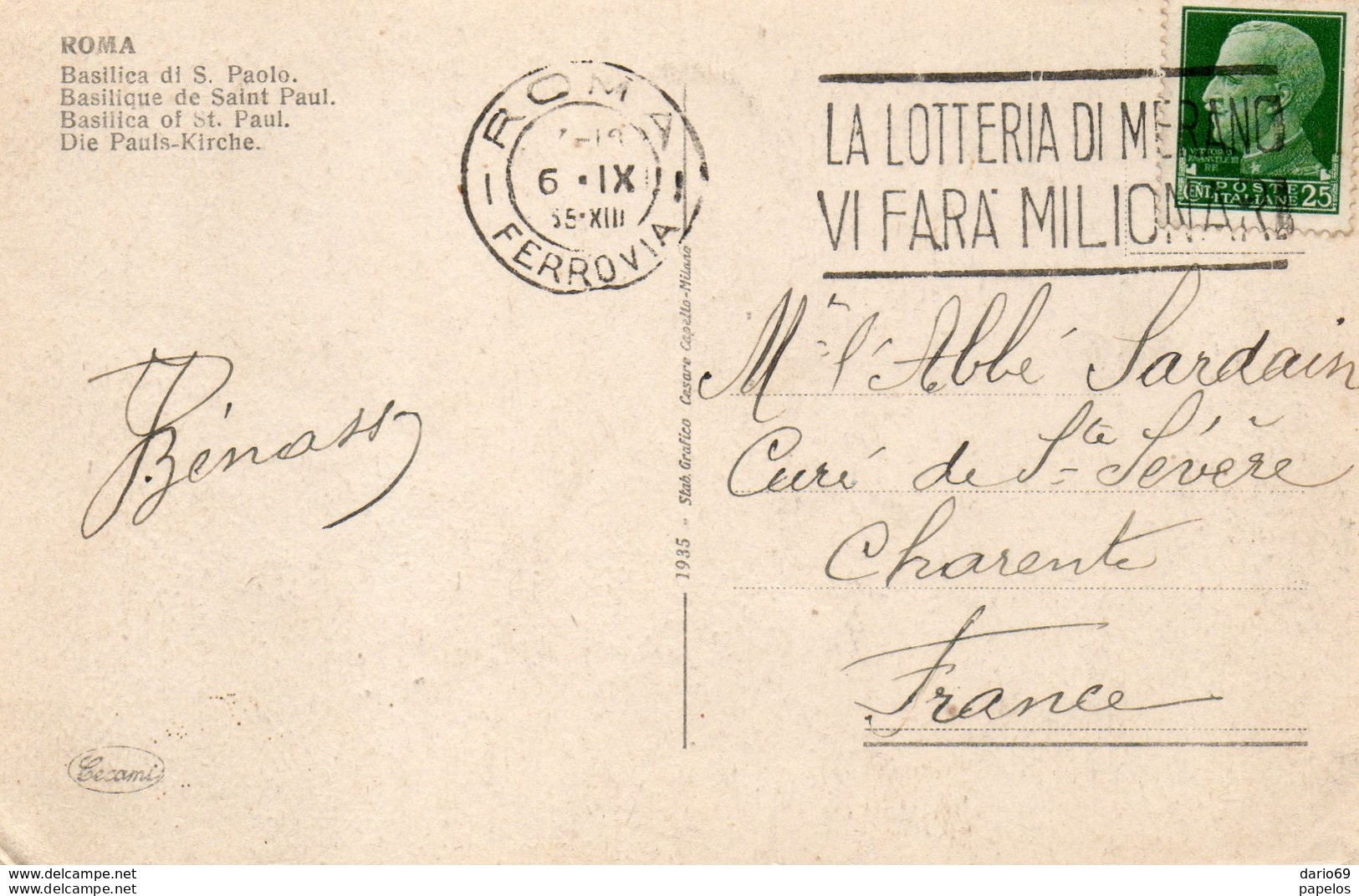 1935 CARTOLINA ROMA - Other Monuments & Buildings