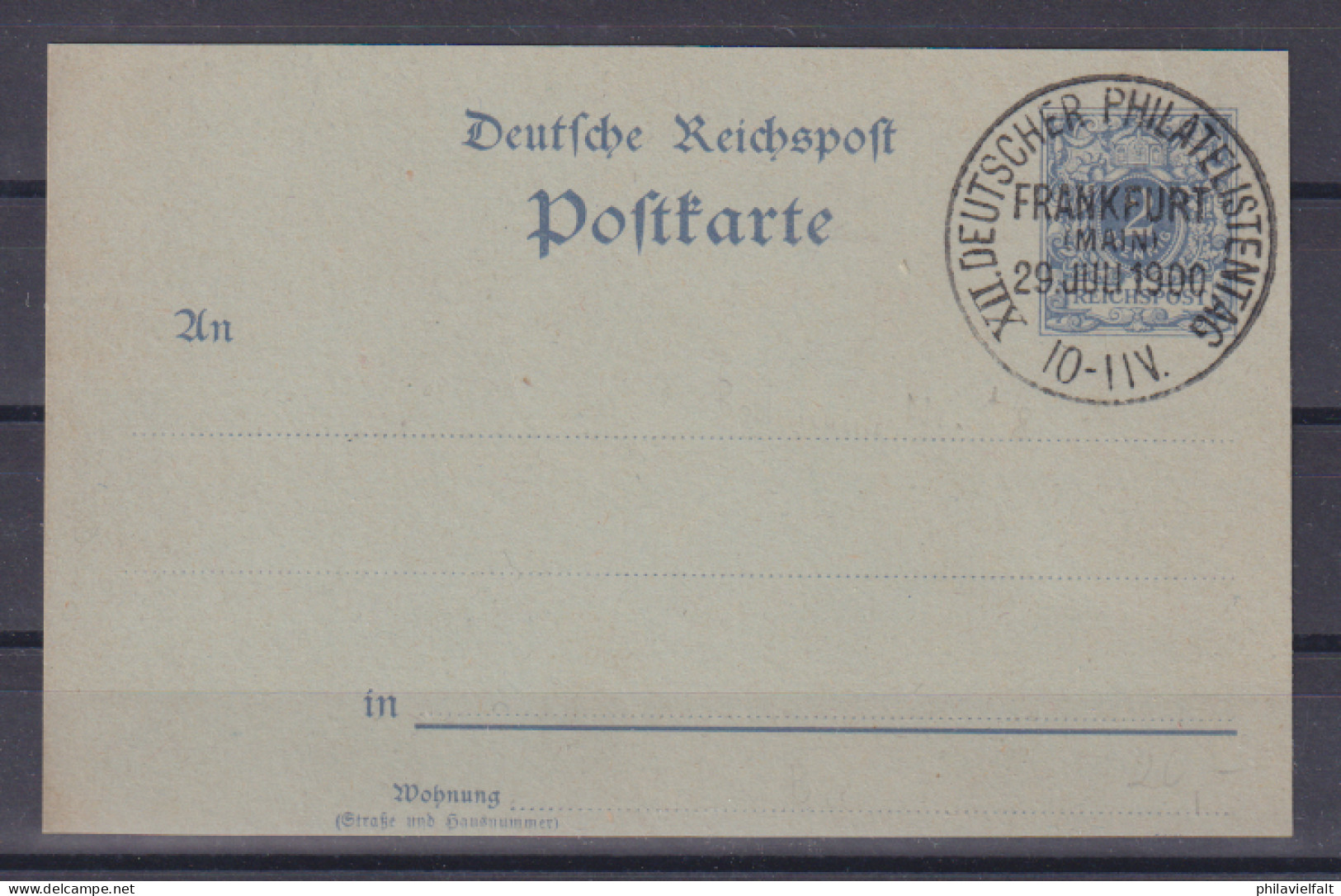 Dt.Reich Ganzsache P 40Ba Mit Frühem SSt " XII.Deutscher Philatelistentag Frankfurt (Main) 29.Juli 1900 " - Tarjetas