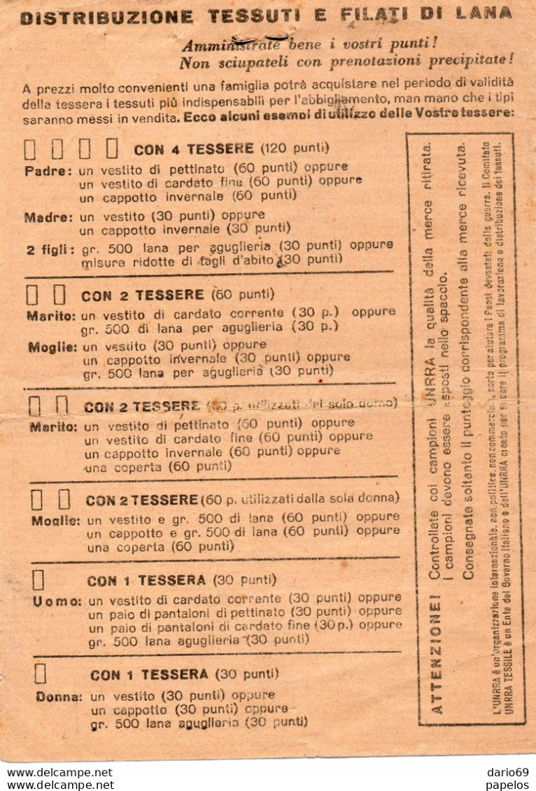 1948 TESSERA COMITATO ONRRA TESSILE - Historical Documents