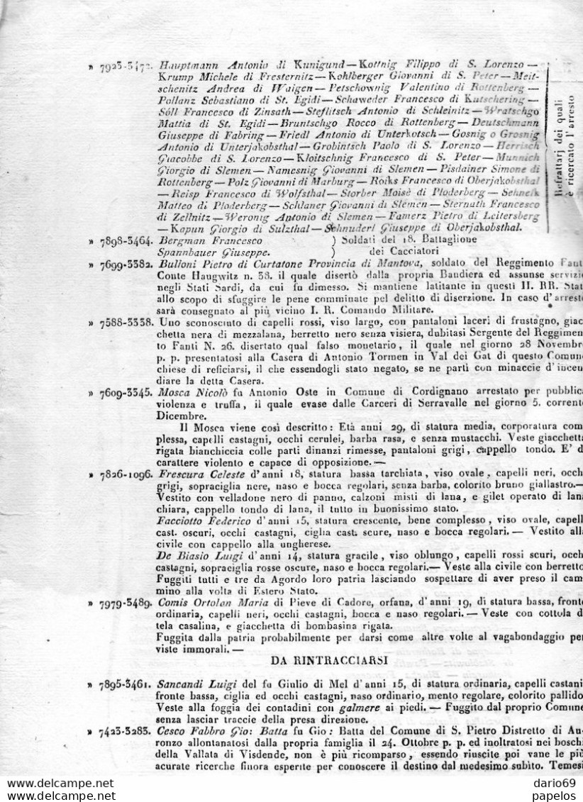 1861 BELLUNO ELENCO RICERCATI - Documents Historiques
