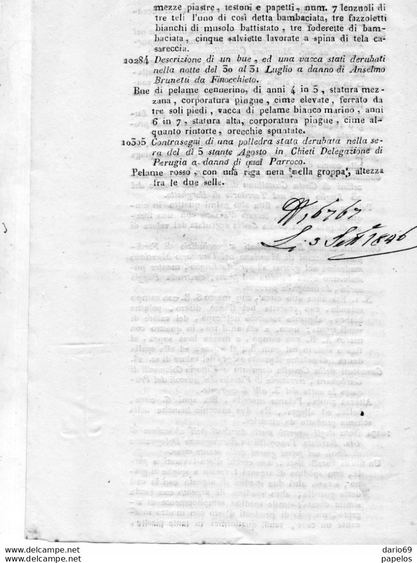 1846 POLIZIA ROMA ELENCO  RICERCATI PER OMICIDI E FURTI - Documents Historiques