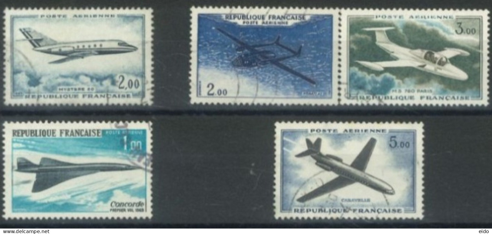 FRANCE - 1960/69 - AIR PLANES STAMPS SET OF 5, USED - Used Stamps