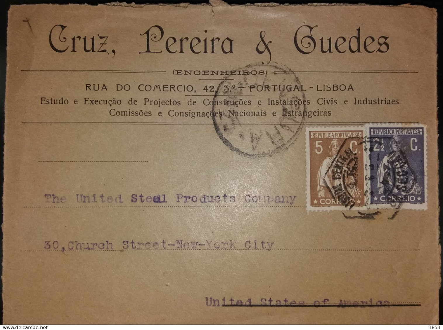 TIPO CERES - WWI - MARCOFILIA - CENSURAS - CRUZ, PEREIRA & GUEDES - LISBOA - Lettres & Documents
