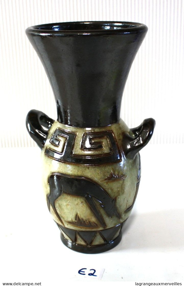 E2 Ancien Vase - Décor Oriental - Egypte - Grès - Signé Dubois - Rare - Art Déco - Dubois (BEL)