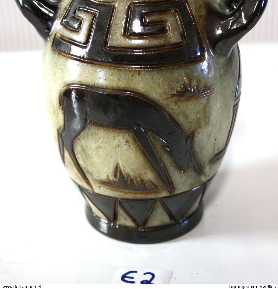 E2 Ancien Vase - Décor Oriental - Egypte - Grès - Signé Dubois - Rare - Art Déco - Dubois (BEL)