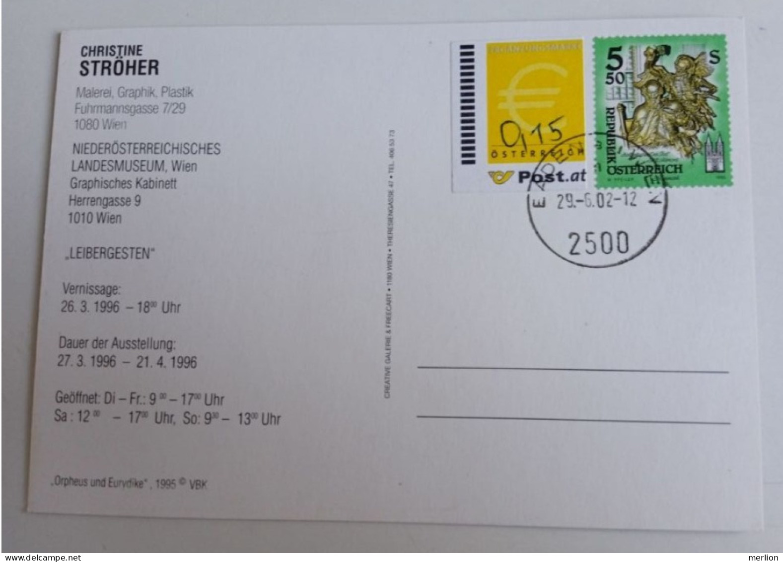 D203020  Österreich   Postkarte Vom 29.06.2002 Mit Ergänzungsmarke € 0,15  Mit Stempel  Baden Bei Wien - Covers & Documents