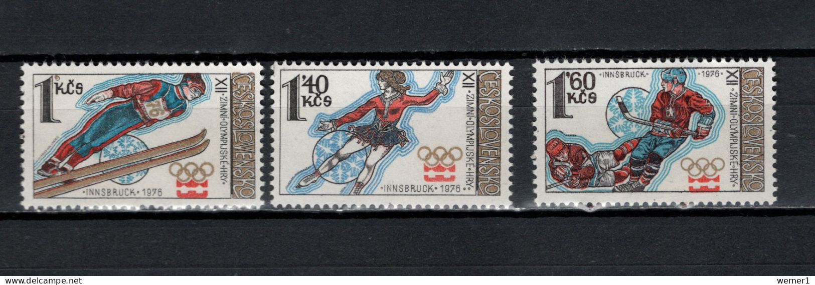 Czechoslovakia 1976 Olympic Games Innsbruck Set Of 3 MNH - Hiver 1976: Innsbruck