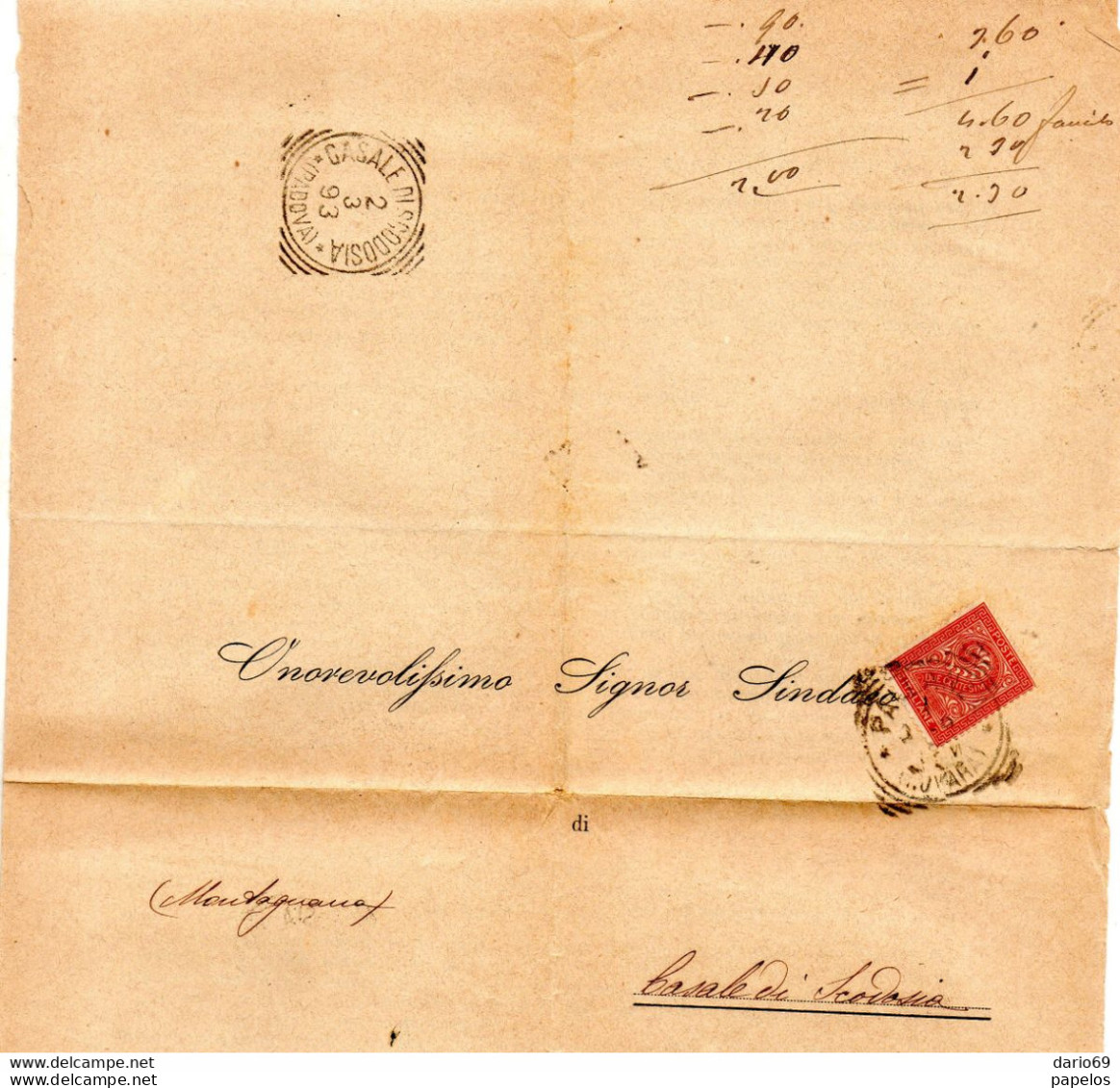 1893 LETTERA CON ANNULLO PALLANZA VERBANIA - Marcophilie