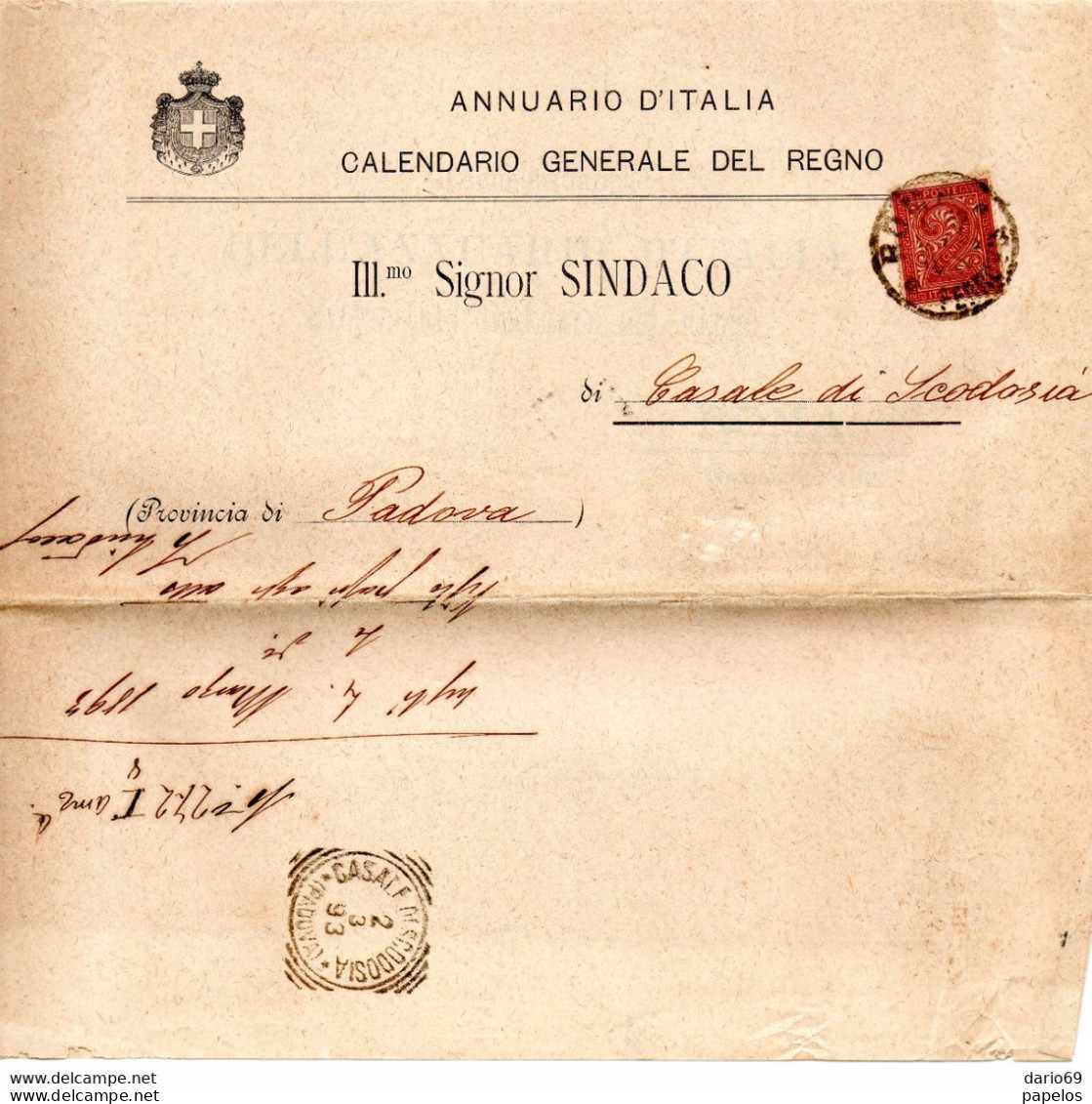 1893 CALENDARIO GENERALE DEL REGNO - Italy