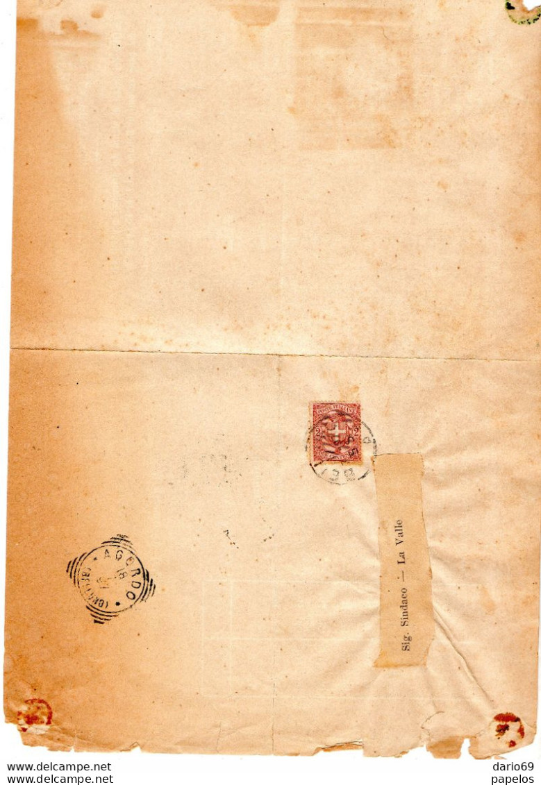 1897  LETTERA CON ANNULLO AGORDO BELLUNO . LISINO PREZZI - Marcofilía