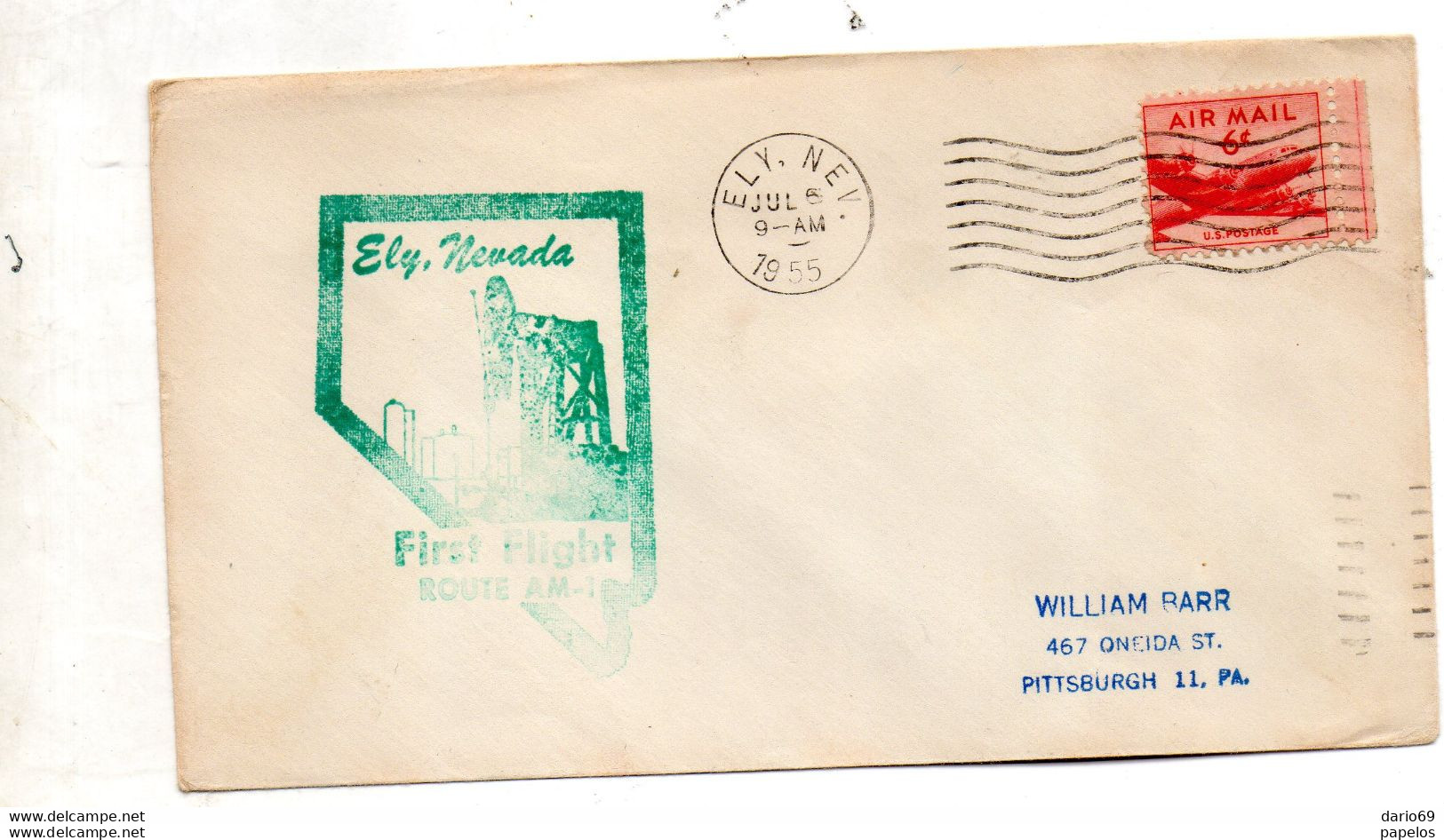 1955  LETTERA CON ANNULLO  ELY NEV  + SANFRANCISCO - 2c. 1941-1960 Covers