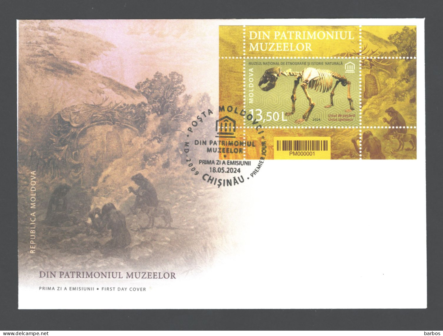 Moldova , 2024 , From The Museums’ Patrimony, Cave Bear , Paleontology , FDC - Moldawien (Moldau)