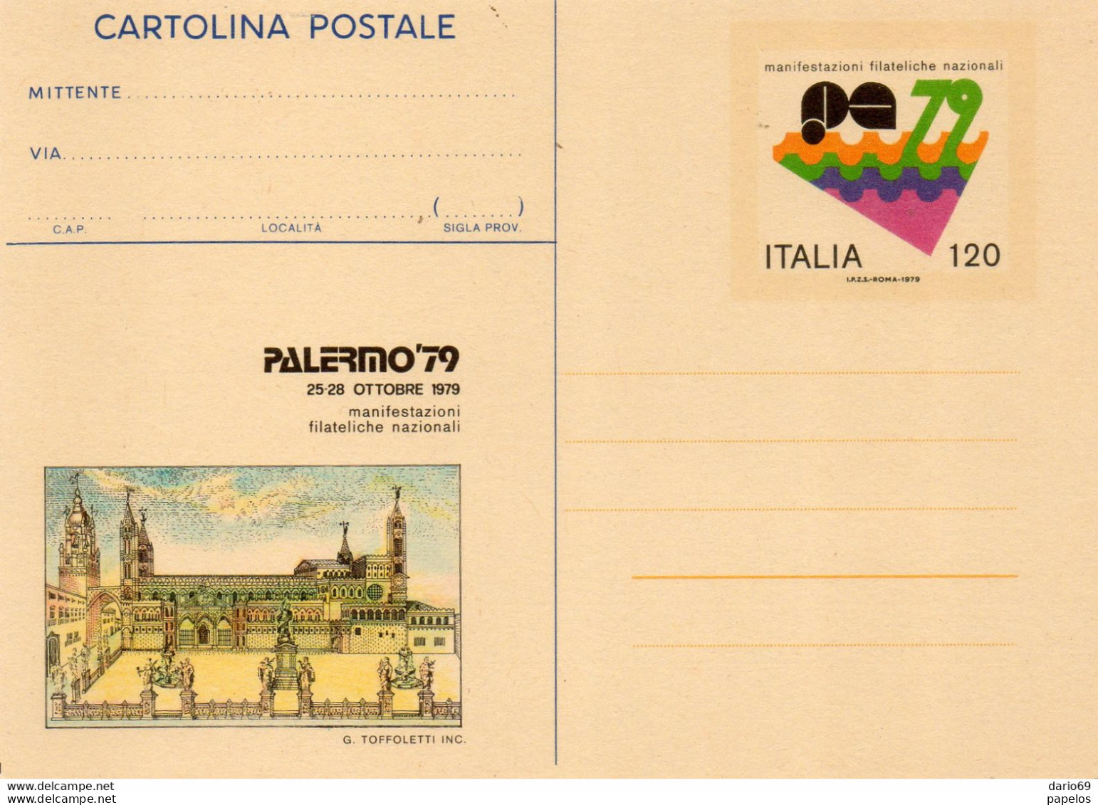 1979 CARTOLINA PALEMO MANIFESTAZIONI FILATELICHE NAZIONALI - Stamped Stationery