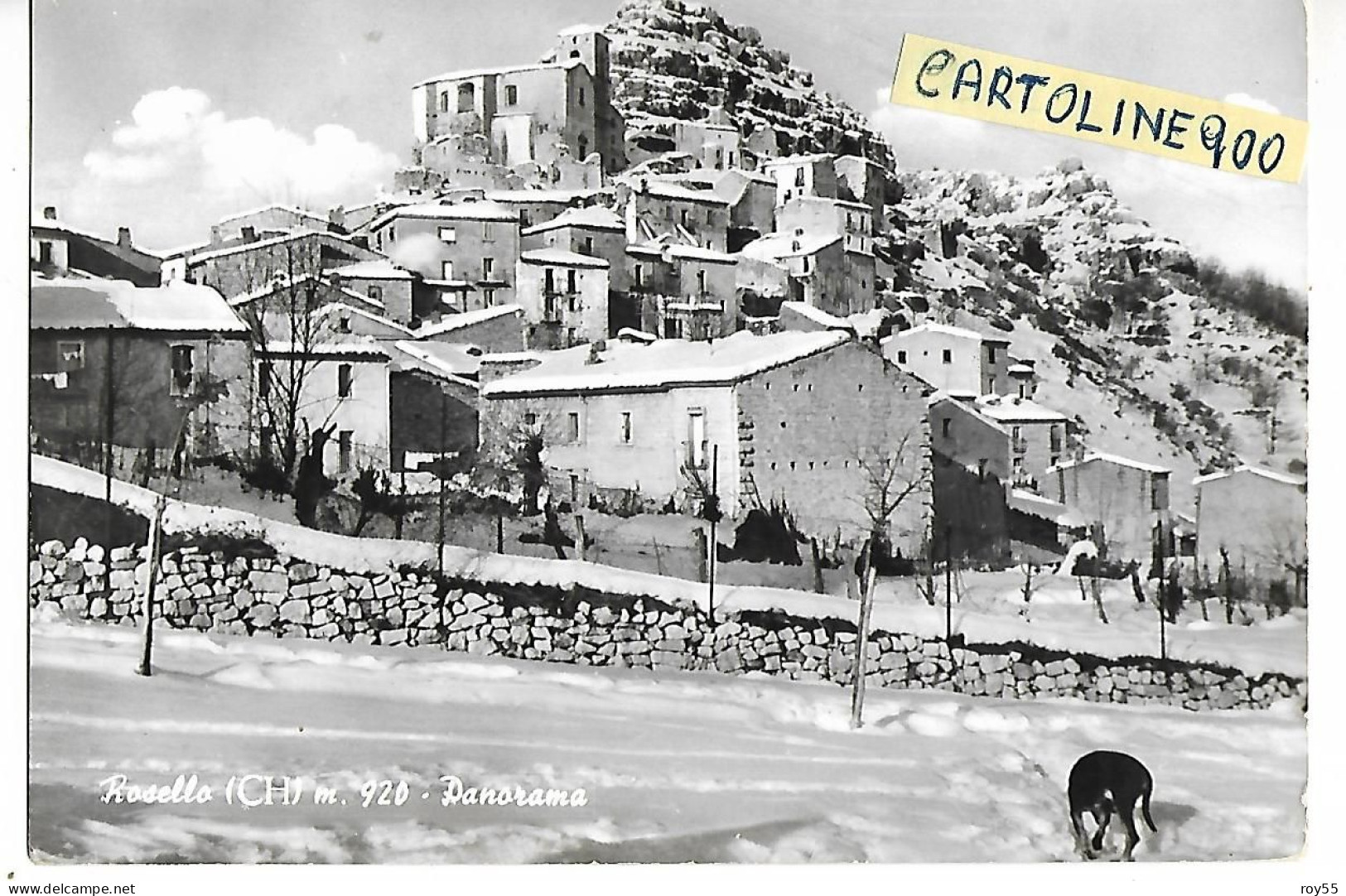 Abruzzo-chieti-rosello Panorama Entrata Paese Ricoperto Di Neve Veduta Case Anni 60 - Sonstige & Ohne Zuordnung